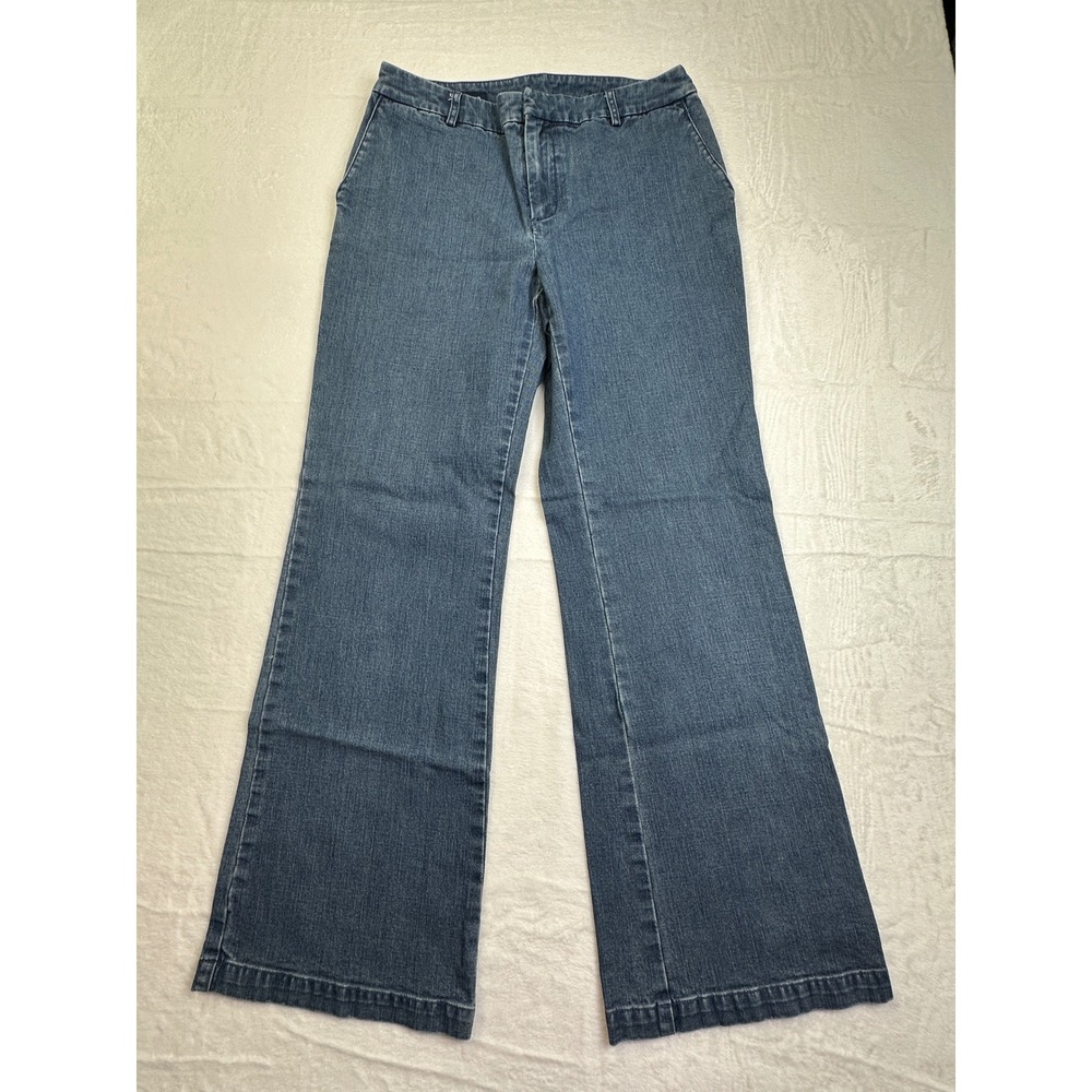 Lands End Wide Leg Denim Trousers Womens 6 Blue Stretch Casual Professional